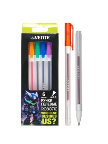 Набор гелевых ручек 6цв 6шт 0,5мм прозр корпус deVENTE Robotic 5051535
