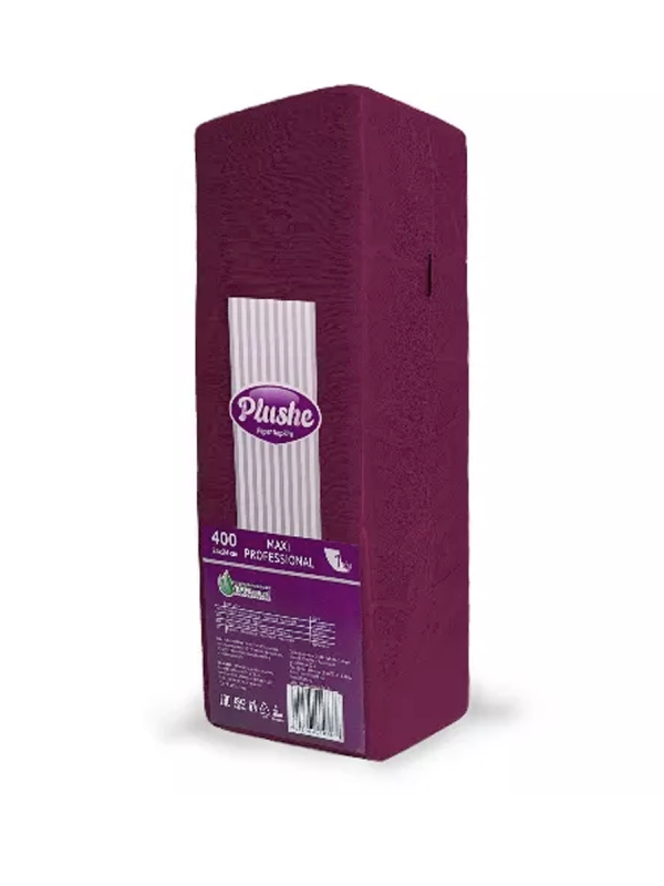 Плюше Салфетка бумажная Проф Макс 500л 24*24 1сл Бордо