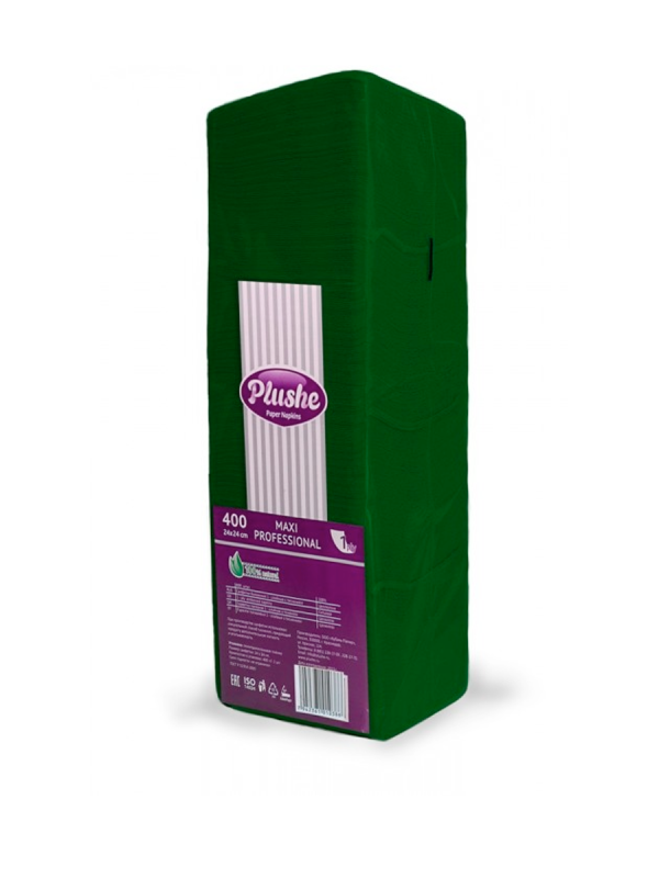Плюше Салфетка бумажная Проф Макс 500л 24*24 1сл Зеленый