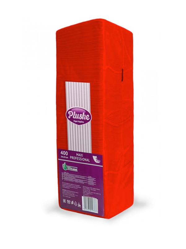 Плюше Салфетка бумажная Проф Макс 500л 24*24 1сл Красный