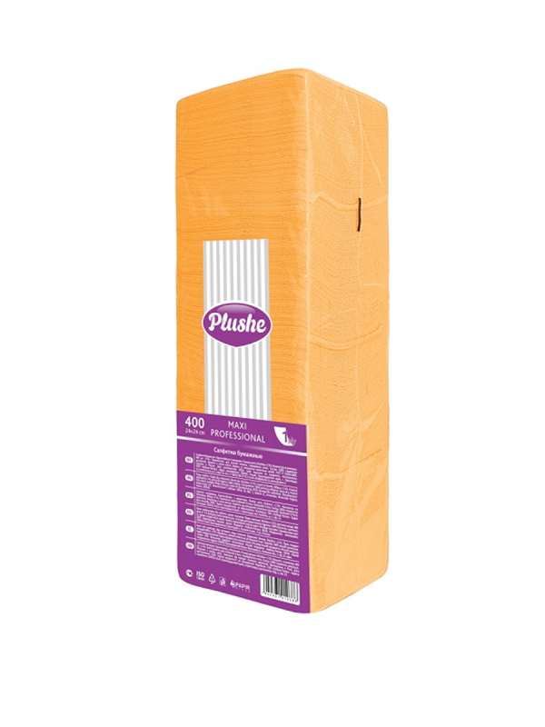 Плюше Салфетка бумажная Проф Макс 500л 24*24 1сл Оранжевый