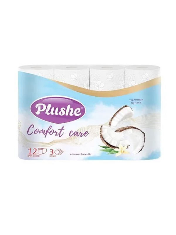 Плюше Туал бум Комфорт 12 рул. 3сл. 12 шт ароматиз. Кокос и Ваниль