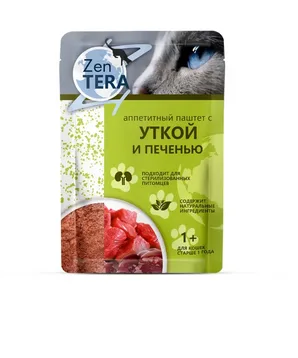 Корм д/кошек Зентера паштет с уткой/печень 75г