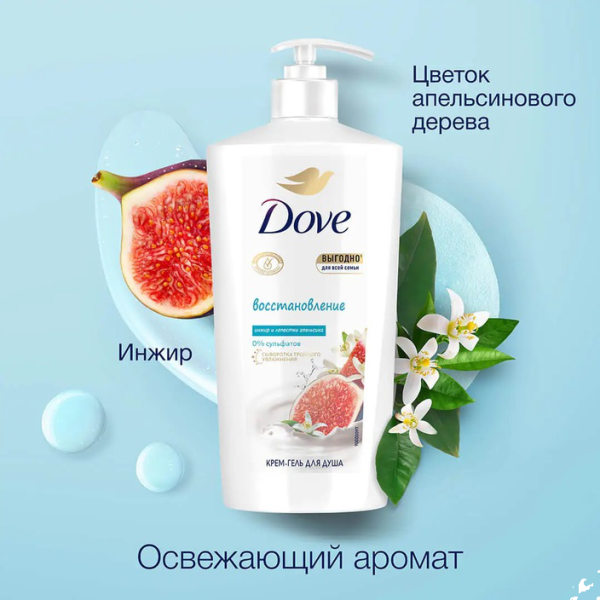 Крем Гель д/душа Дав 610 мл Восстановление Инжир