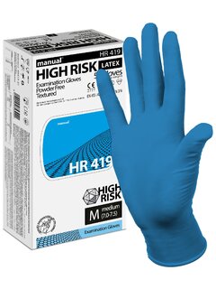 Перчатки MANUAL HR 419 смотр. латекс нестер. (синие ) (S) (1уп/25пар) (10)
