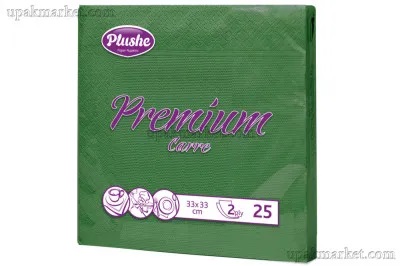 Плюше Салфетка бумажная 25L 33х33 2-хсл. Prem.carre зеленая инт.рамочное