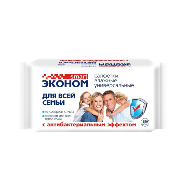 Влаж. салф 150шт Эконом Smart д/всей семьи универ с пластиковым клапаном