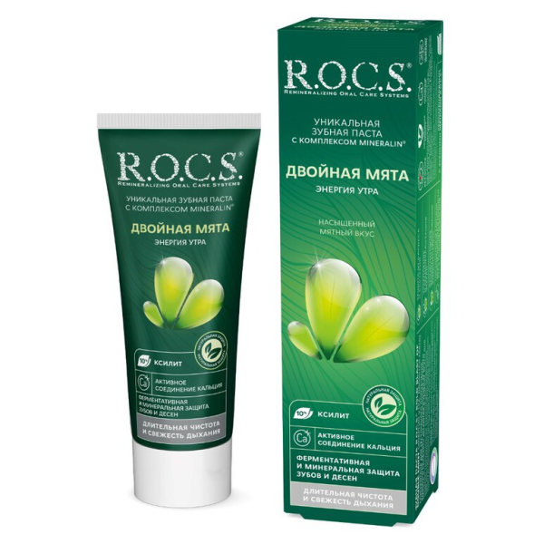 Рокс Зубная паста длительная чистота и свежесть дыхания Двойная мята 74 гр