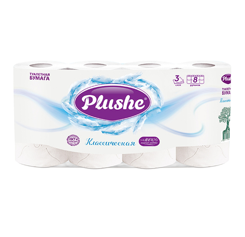 Плюше Туал бум Делюкс 8 рул. 3сл. Белая