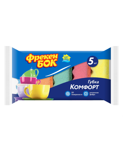 Биг Сити Губка д/мытья посуды с волнистой поверхностью Комфорт 5 шт