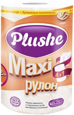 Плюше Полотенце бумаж 1рул. 2сл 40 м Макси белые цветное тиснение