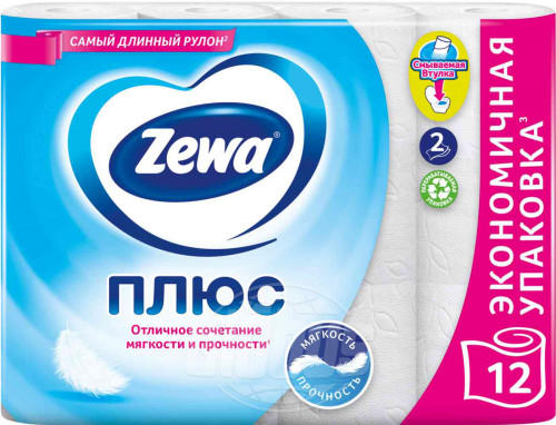 Зева Туал бум Плюс 2-сл Белая 12 шт