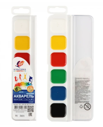 Краски акварель 6цв Луч Классика медовая пласт/уп б/к 19С 1282-08