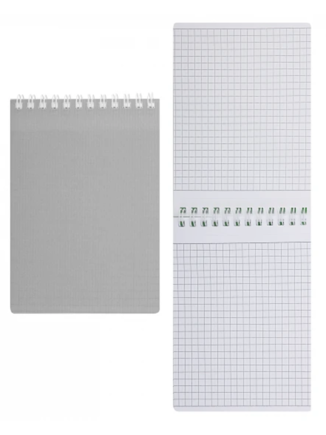 Блокнот А6 (110*145) 80л клетка дв спир обл пласт Hatber CANVAS 80Б6В1гр_05314 Серый