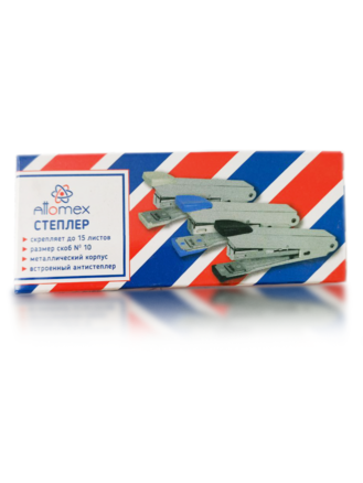 Степлер №10 до 15л металлический корпус с антистеплером Attomex 4142321 черный