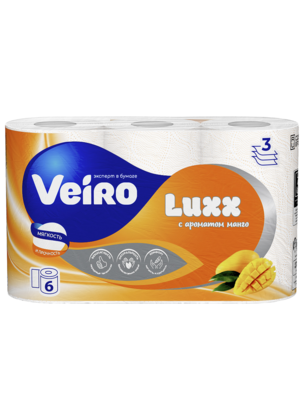 Веиро Туалетная бумага Люкс 3-х сл. 6 шт Манго