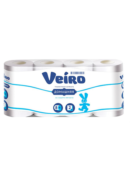 Веиро Туалетная бумага 2-х сл. 8 шт Домашняя Белая