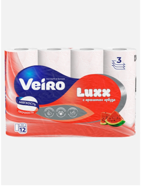 Веиро Туалетная бумага Люкс 3-х сл. 12 шт Арома Арбуз