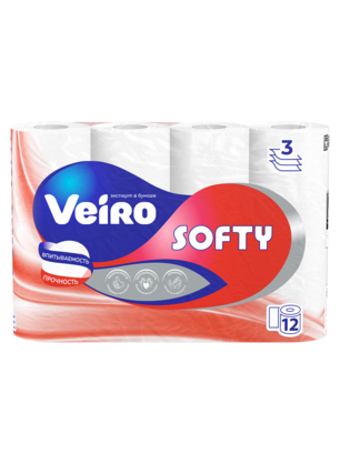 Веиро Туалетная бумага 3-х сл. 12 шт Софт 