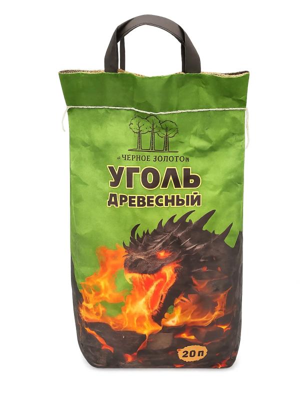 Уголь древесный 20л ЗЕЛЁНЫЙ ДРАКОН с ручкой, дуб сеяный