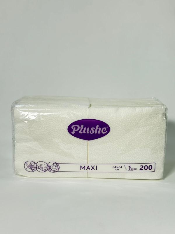 Плюше Салфетка бумажная Макси 200, 1 слой, белая/пастель, сплошное, 7 в упаковке 