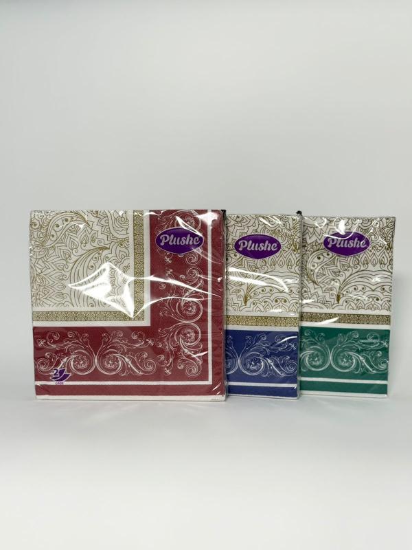 Плюше Салфетка бумажная 20L 33х33 2-хсл. Prem. Decor (Ассорти)