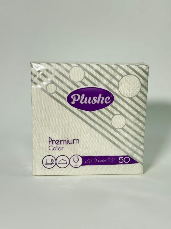 Плюше Салфетка бумажная 50L 33х33 2-хсл. Prem.Color белая/пастель, рамочная 16 в/короб 