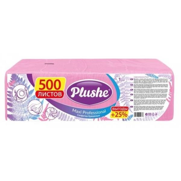 Плюше Салфетка бумажная Проф Макс 500л 24*24 1сл Роз пастель