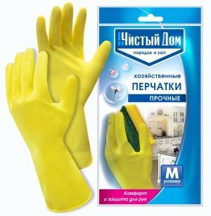 Чистый дом Перчатки латексные хозяйственные М [06-893]