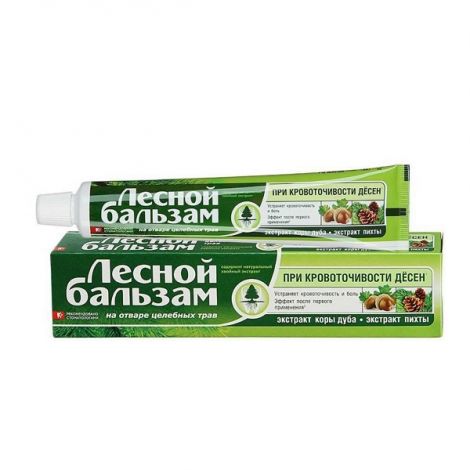 Зуб паста Лесной бальзам 75 мл При кровотечении дёсен (Кора дуба и пихты)
