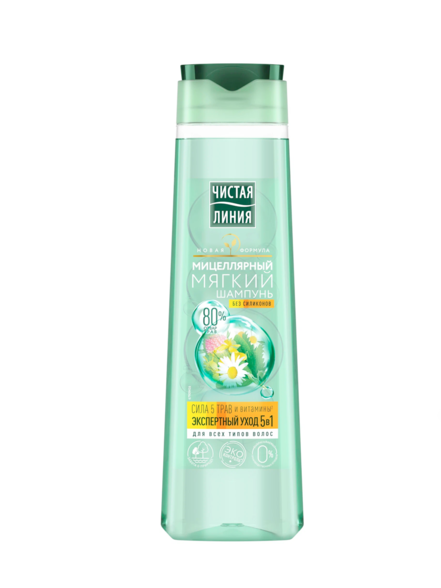 Шамп Чистая Линия 400мл Сила 5 трав д/всех типов волос 