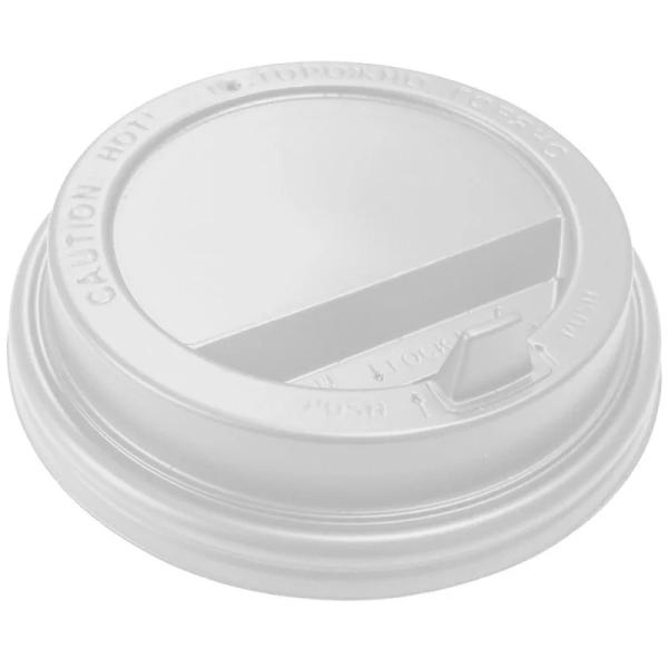 Крышка д/стак (250г) 80мм (ЮГ) белая с носиком (100шт/уп - 10уп/пак) 