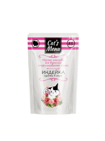 Корм д/взрослых кошек Cat`s Menu 85 г стерилизованных с курочкой кусочки в соусе 1х32 пауч 