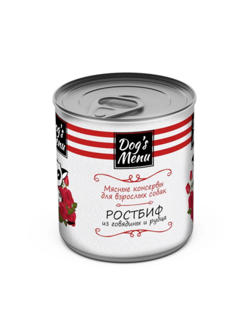 Корм для собак Dog`s Menu 750 г взрослых ростбиф из говядины и рубца,консервы 1х9