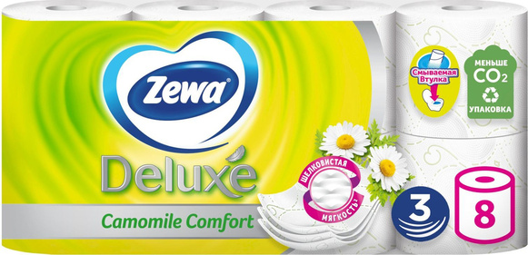 Зева Туал бум Делюкс 3-сл Ромашка 8 шт