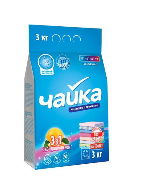 Чайка Порошок д/стирки универс авт 3 в 1 Лимон с кондиц  3 кг (4)