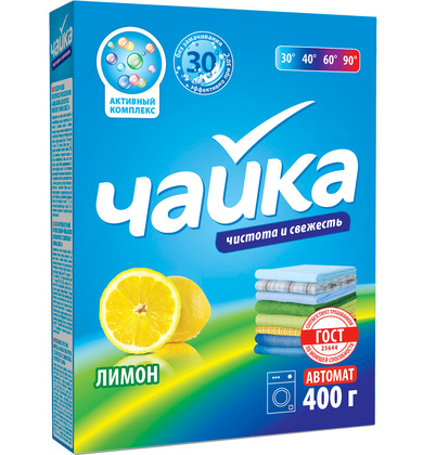 Чайка Порошок д/стирки универс авт 3 в 1 Лимон 400 гр (18)