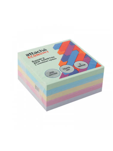 Бумага д/заметок 76*76 400л 5цв Attache Economy 1407989