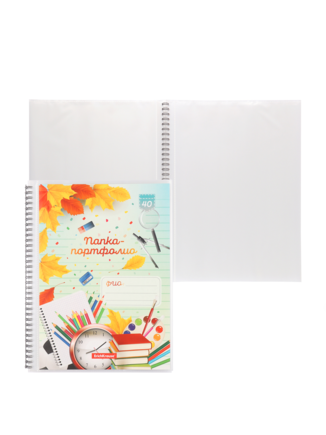 Папка-портфолио ученика пластик дв спир А4 40 файлов Erich Krause School Time 53372