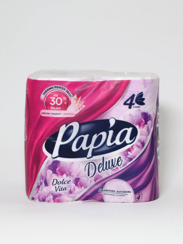 Папия Туал бум 4х-сл. Делюкс Сирень 4шт												