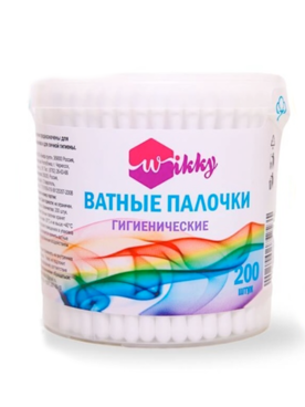 Ватные палочки Wikky круглая банка 200 шт/24