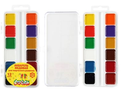 Краски акварель 12цв Каляка Маляка медовая