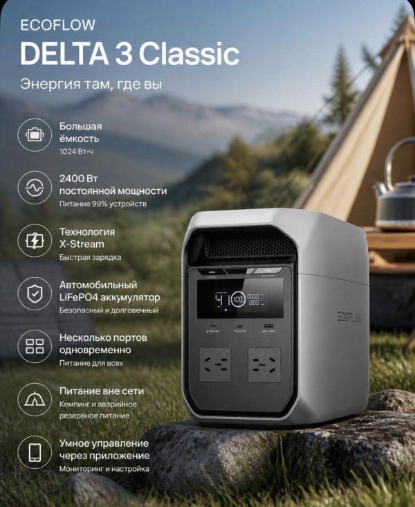 Электростанция портативная Ecoflow Delta 3 Classic 1800W (наличка)