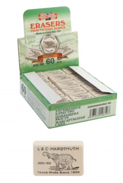 Ластик прямоуг 300/60 бел д/граф и цв кар