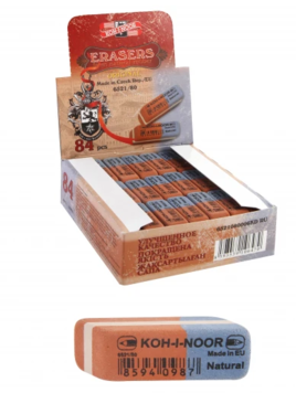 Ластик прямоуг скош С00974 2-х цв д/граф цв кар и чернил 6521/80