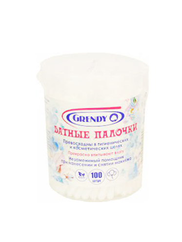Гренди Ватные палочки круглая банка 100 шт/24