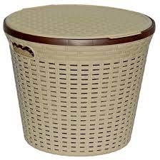 Корзина для белья кругл. с крышкой 15л 
