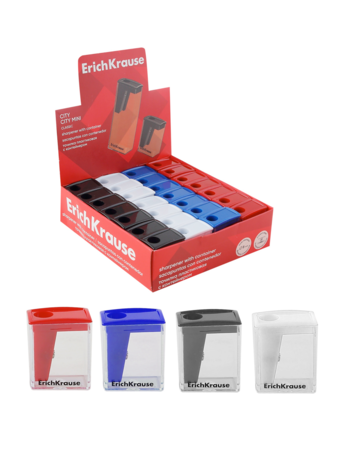 Точилка пластиковая 1 отверстие 25*32мм контейнер City Mini Classic Erich Krause