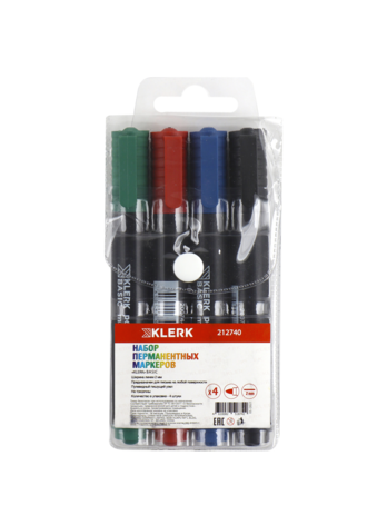 Набор маркеров перманентных 4цв 1,5-2мм КЛЕРК БАСИК
