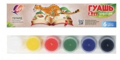 Краски Гуашь 6цв 2045, 1250-08 карт/уп ZOO